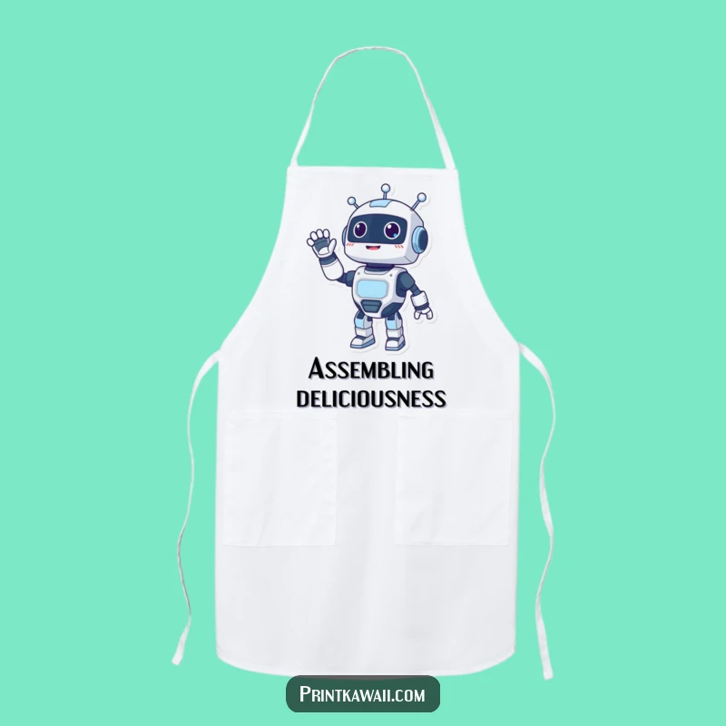 Funny Robot Waving Apron: Cook with Robotic Friendliness
