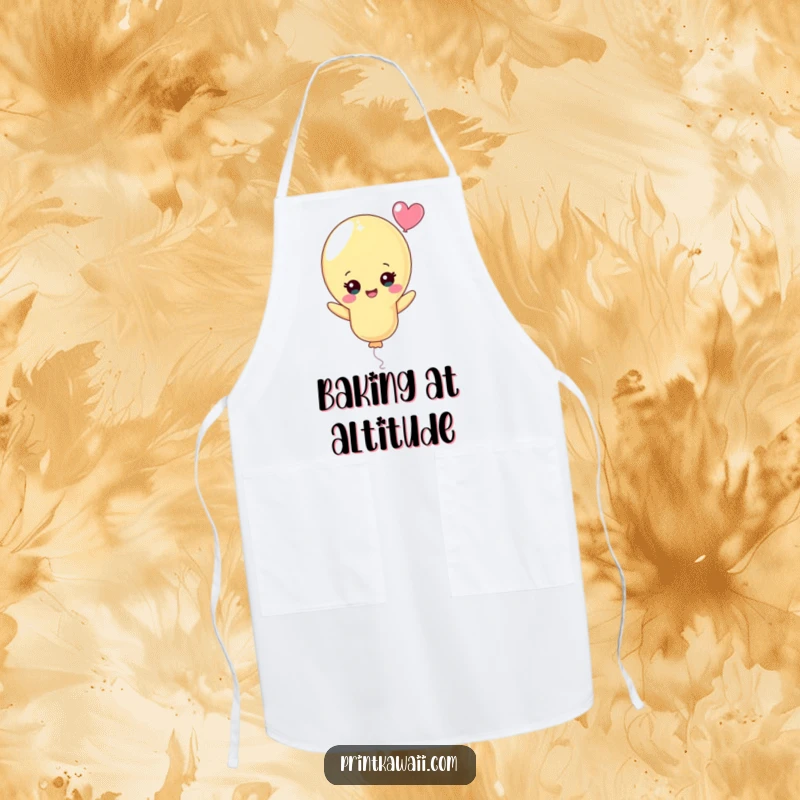Funny Pastel Balloon Apron: A cheerful pastel balloon character floats upwards, bringing a sense of lightheartedness to any cooking or baking task.