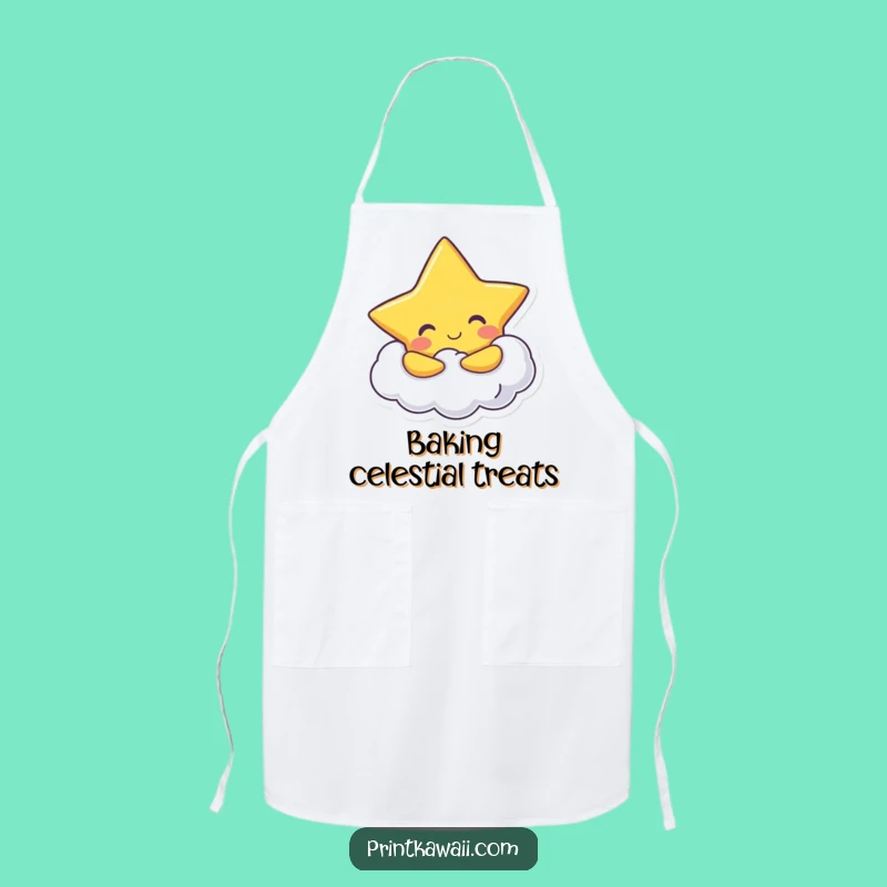 Funny Star Hugging Cloud Apron: Bake with Celestial Cheer!