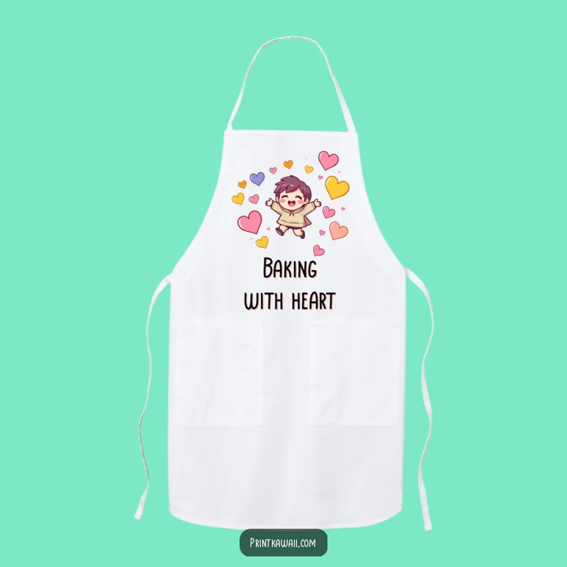 Funny Kitchen Apron: Character's Heart Leap - Cheerful Funny Gift