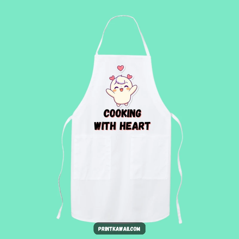 Funny Kitchen Apron: Cute Character's Heart Float - Whimsical Chef Funny Gift