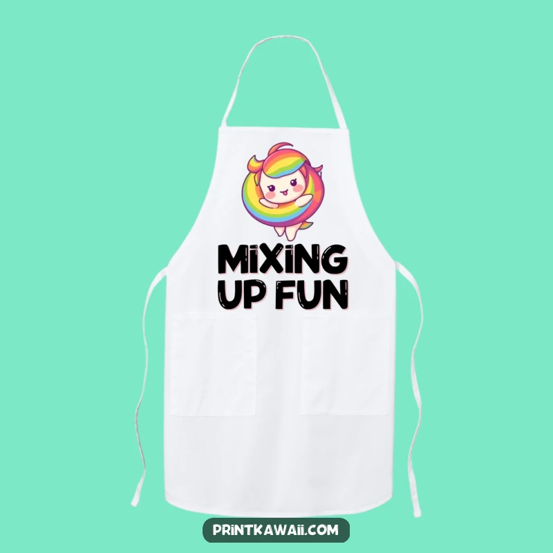 Funny Apron: Rainbow Swirl Character Chef, Hilarious Kitchen Companion Gift