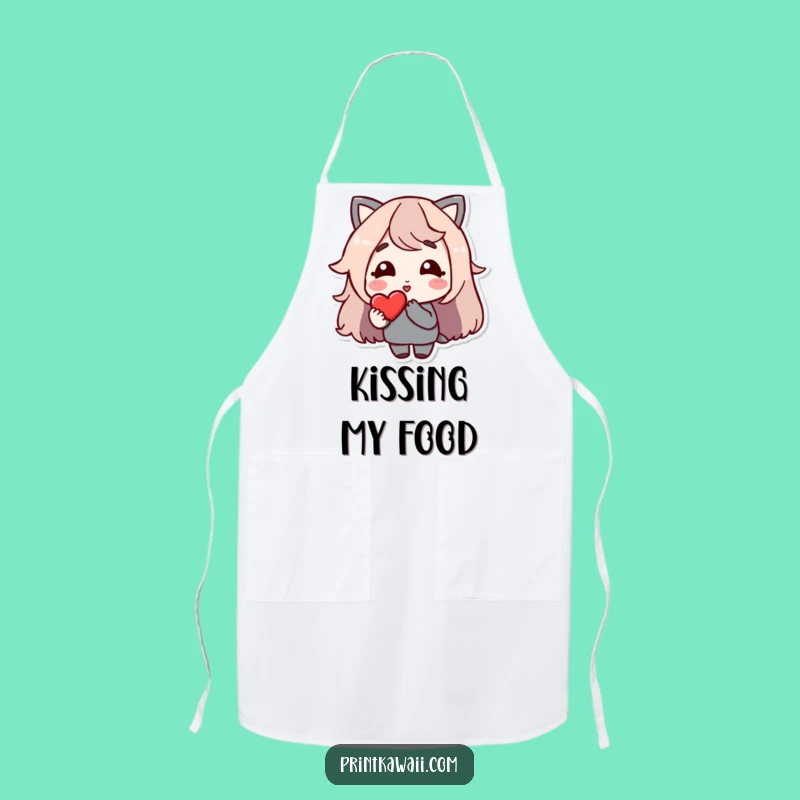 Funny Baker's Kiss Apron: Character Sending Love, Cute Kitchen Gift