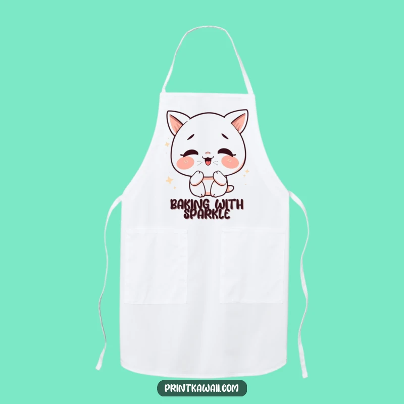 Funny Kawaii Kiss Apron: Giggling Chef Character, Wonderful Funny Gift