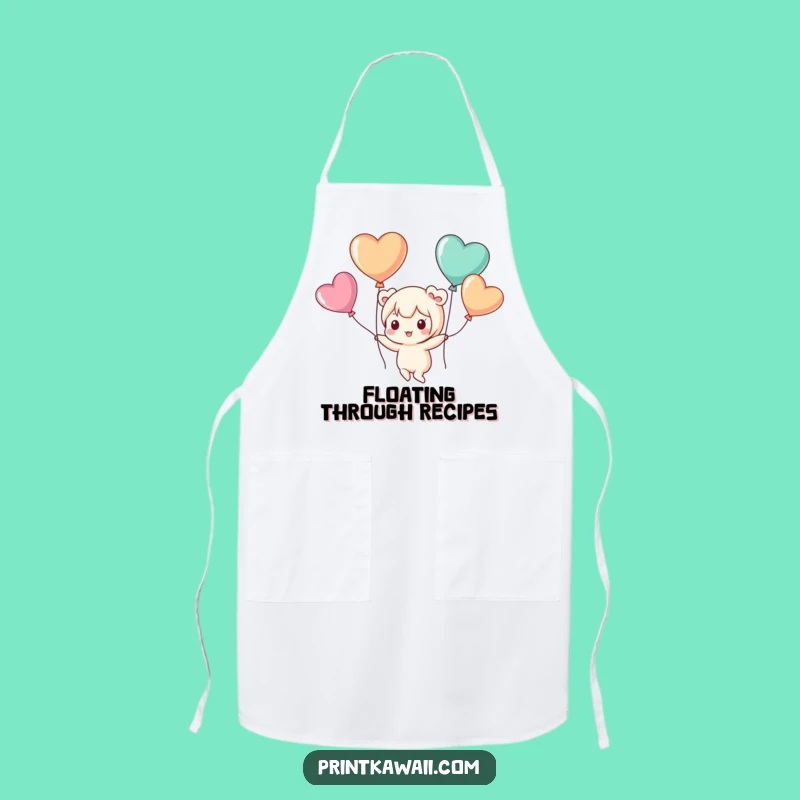 Funny Kitchen Apron: Cute Kawaii Character's Floating Chef