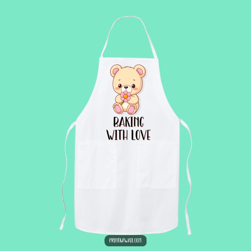Funny Teddy Bear Apron: Content Bear Character for a Cozy Kitchen