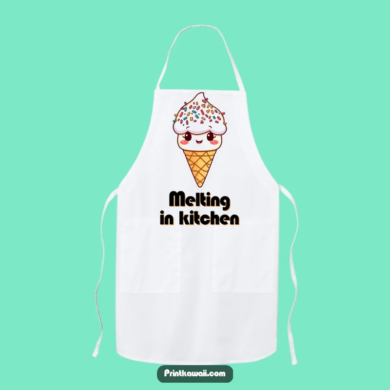 Funny Ice Cream Cone Sprinkle Hair Apron, Cook with Joy & Perfect Funny Gift for Bakers
