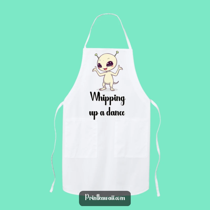 Funny Alien Dance Apron: Kitchen Sci-Fi Character Wear, Humorous Cooking Gift