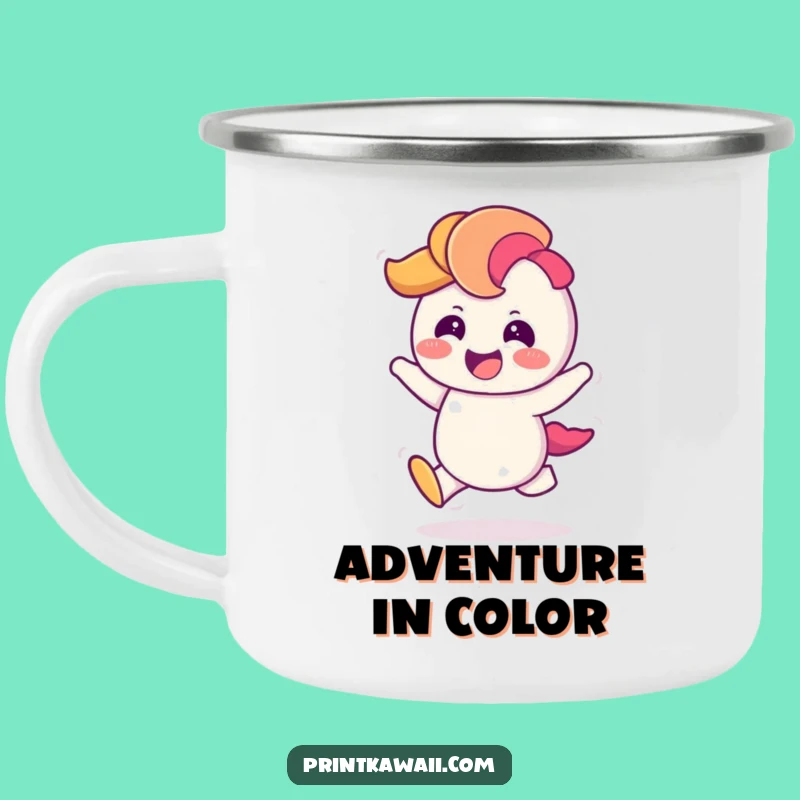 Durable Funny Rainbow Camping Mug: Giggling Rainbow Character for Cheerful Adventures