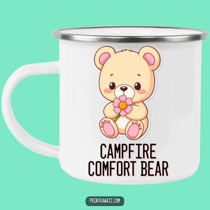 Durable Funny Teddy Bear Camping Mug: Content Bear Character for Cozy Outdoors