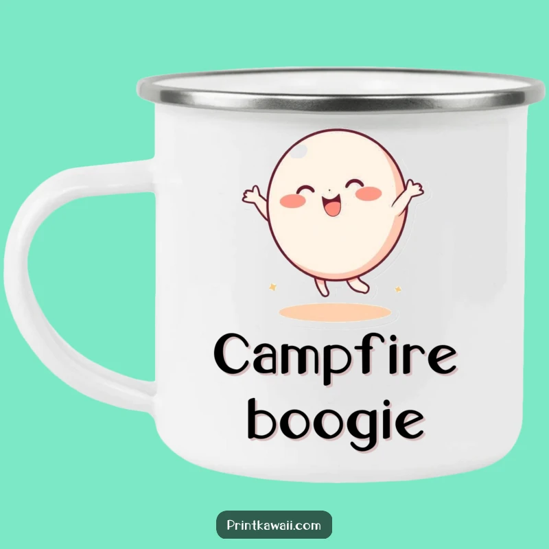 Funny Dancing Round Character Camping Mug: Dance Your Way Through Adventure!