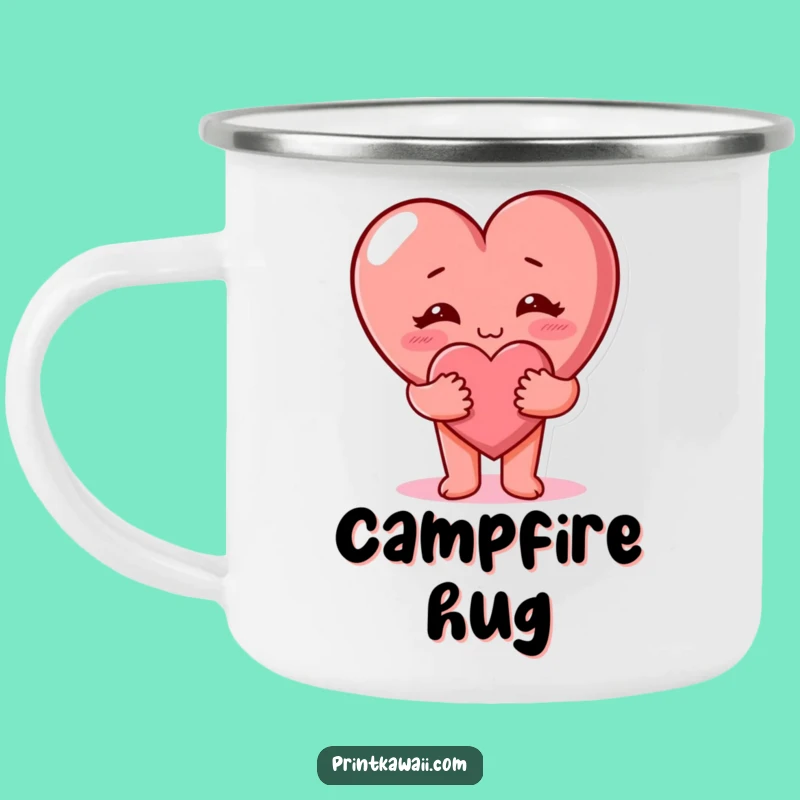 Funny Heart Hug Camping Mug - Cozy Outdoor Love