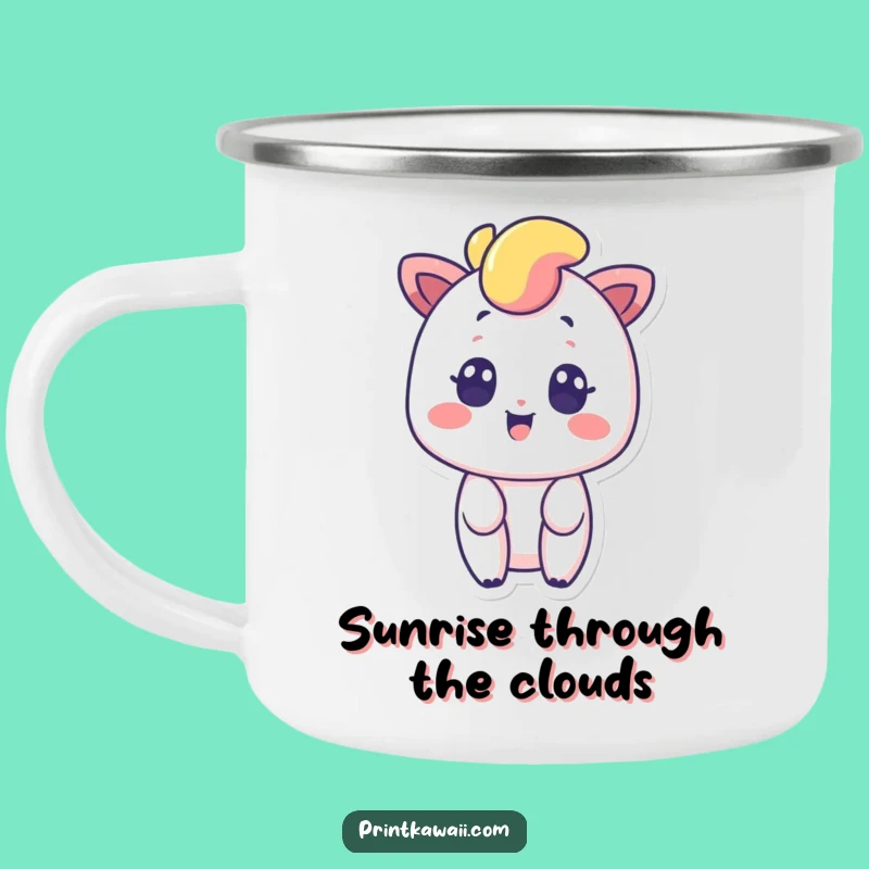 Funny Rainbow Camping Mug: Surprised Smile for Outdoors, Vibrant Gift