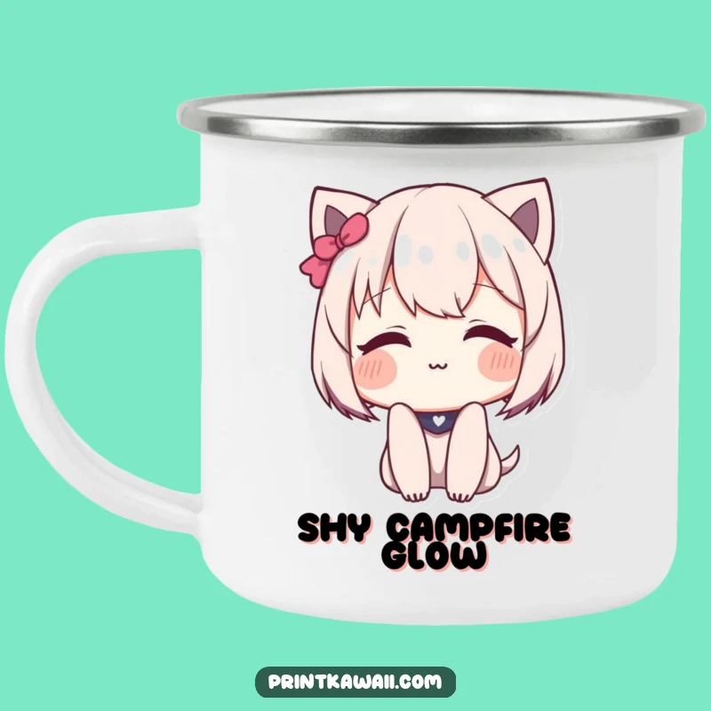 Funny Shy Blush Camping Mug: Cozy Campfire Moments with a Sweet Smile