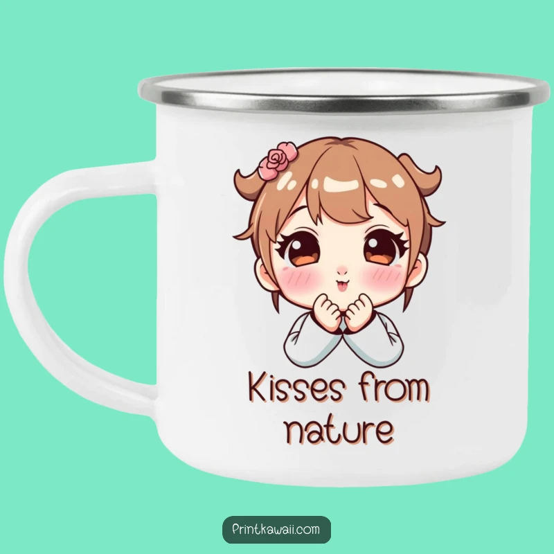 Funny Cute Kiss Camping Mug - 'Mwah!' Under the Stars