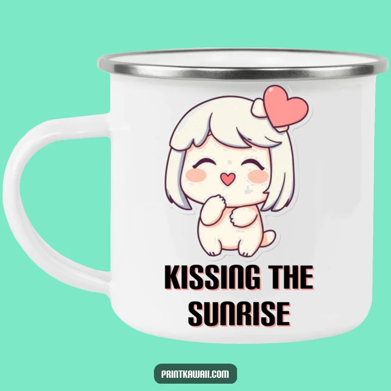 Funny Kissing Heart Camping Mug: Sweet Character, Perfect Outdoor Funny Gift