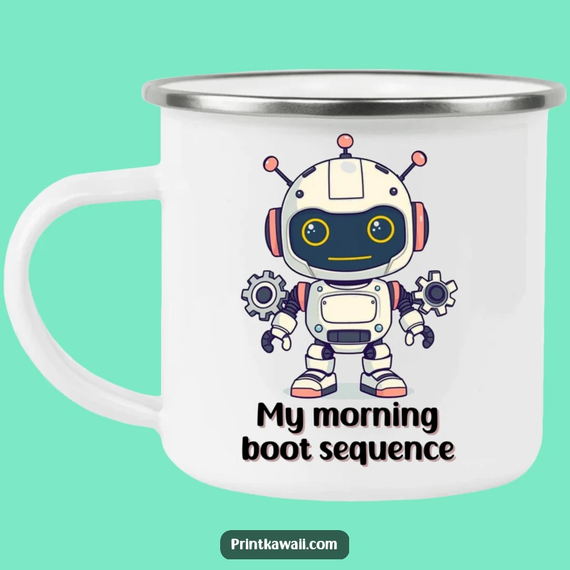 Funny Robot Camping Mug: Playful Gears for Outdoor Adventures, Gift