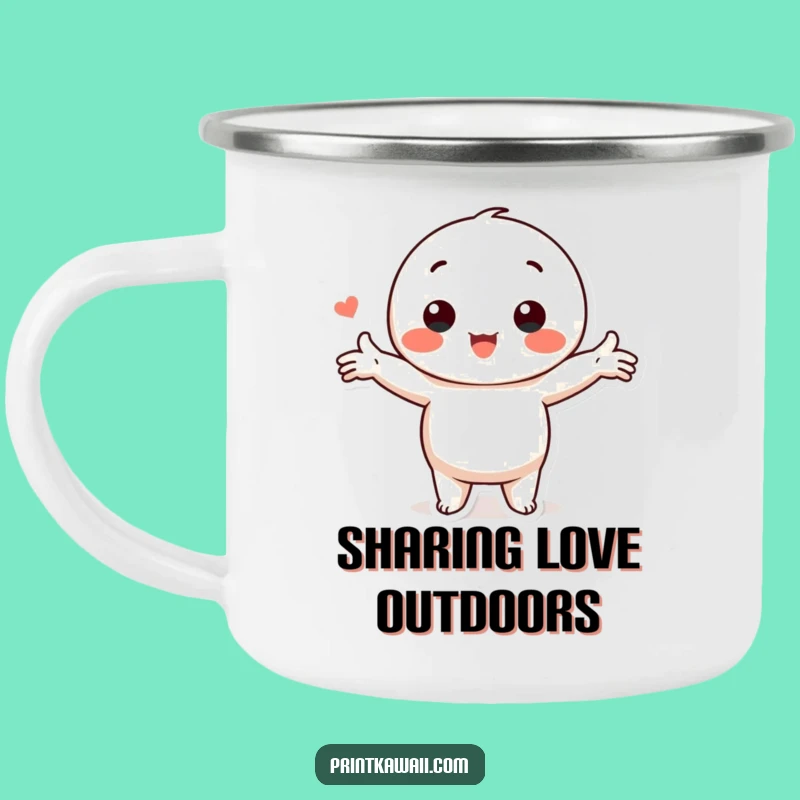 Funny Kawaii Love Camping Mug: Outdoor Hugging Character, Ideal Funny Gift