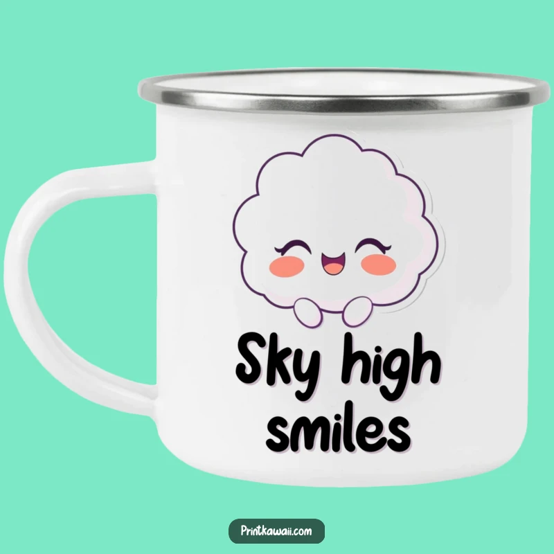 Funny Camping Mug: Giggling Cloud Character, Adventure-Ready Humor