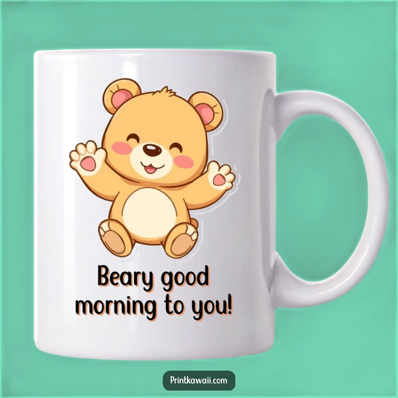 Funny Teddy Bear Mug: Joyful Waving Pal, Perfect Adorable Gift