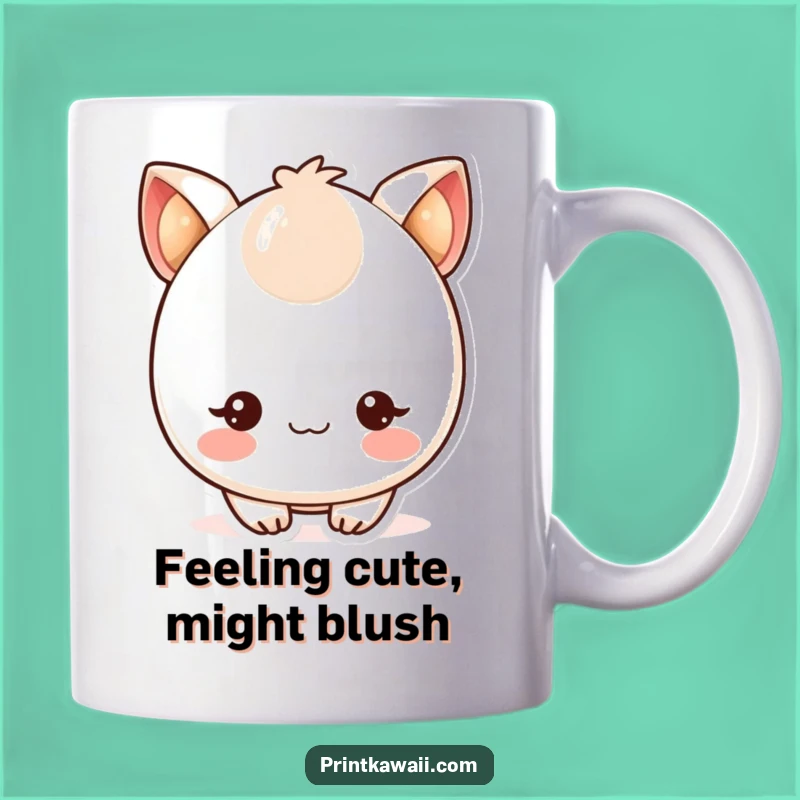 Funny Blushing Mug: Cute Kawaii Character's Sweet & Twinkling Charm
