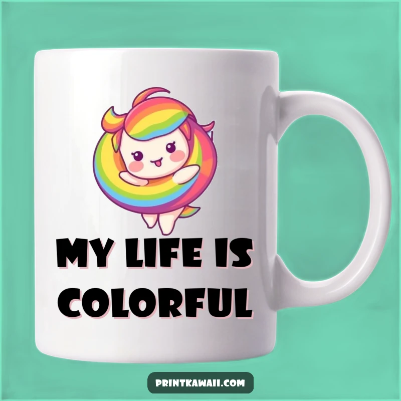 Funny Ceramic Mug: Rainbow Swirl Character Twirling, A Hilarious Gift Idea