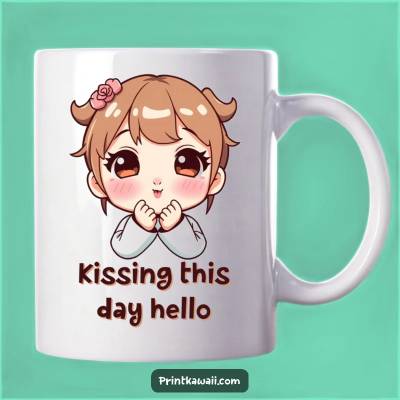Funny Cute Kiss Mug - Rosy Cheeks 'Mwah!' Humor Gift
