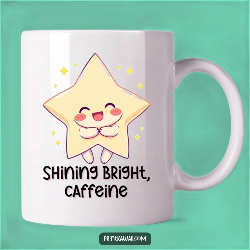 Funny Star Hugger Mug: Smiling Character's Joyful Embrace - Perfect Funny Gift