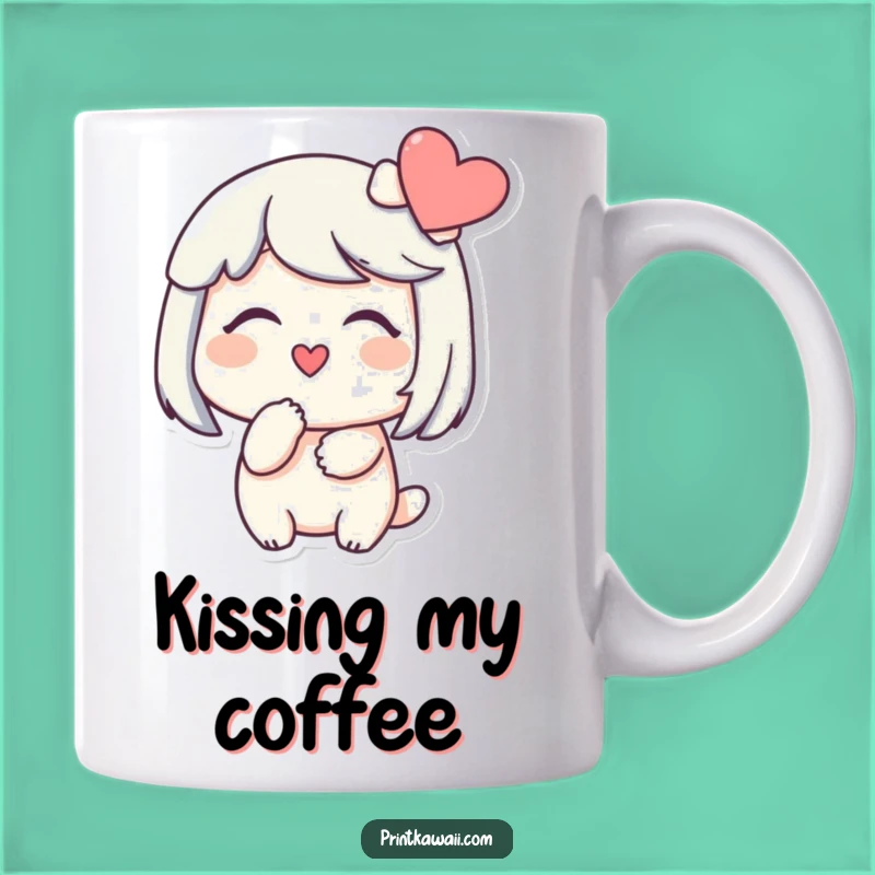 Funny Kissing Heart Mug: Sweet Character's Affection, Perfect Romantic Funny Gift