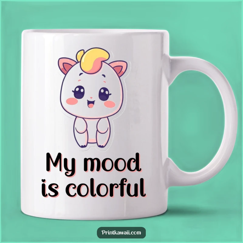 Funny Rainbow Mug: Surprised Smile, Vibrant Colors, Unique Gift