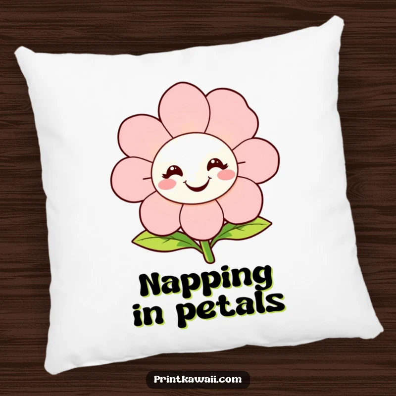 Funny Pillow with a happy, smiling flower character in full bloom, offering plush comfort and a cheerful, botanical accent.