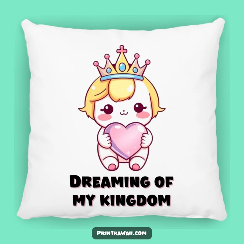 Funny Kawaii Crown Heart Pillow: Cozy Royal Character Accent, Funny Gift
