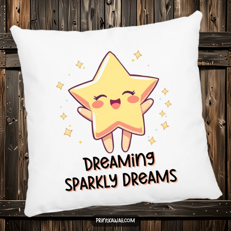 Funny pillow with a star character joyfully spinning, offering comfort and vibrant decor, a perfect funny gift.