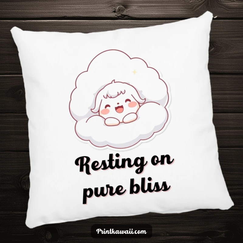 Funny Kawaii Cloud Hug Pillow: Cute character hugging a fluffy cloud, offering soft comfort and whimsical joy.