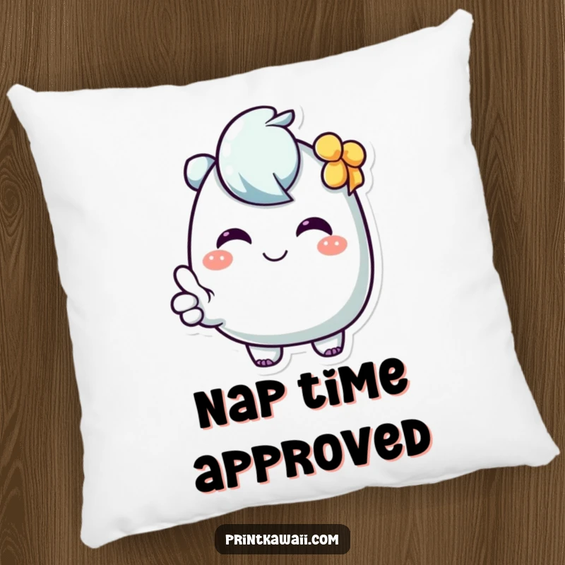 Funny Decorative Pillow with a character's sweet expression and a prominent thumbs up, offering comfort and reassurance.