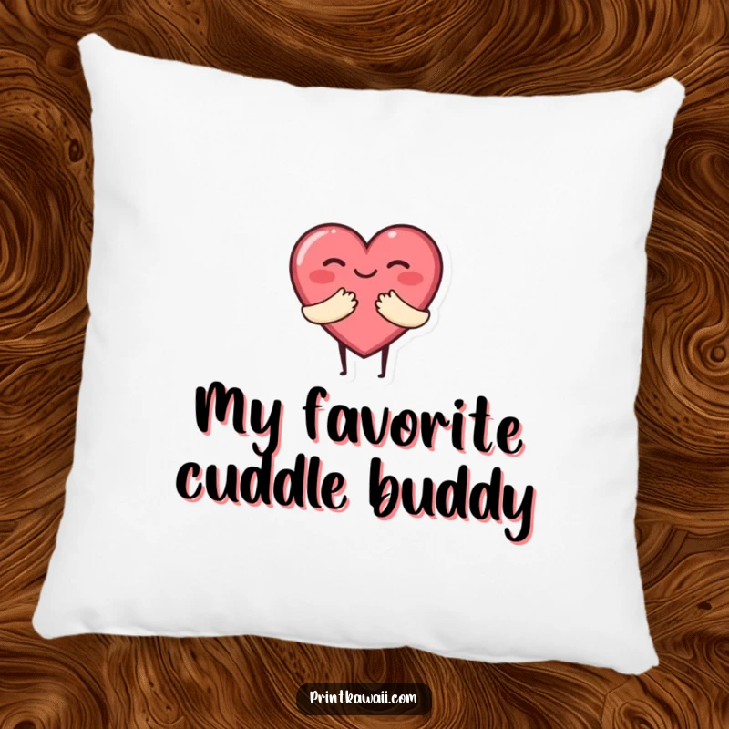 Funny pillow featuring a smiling heart character giving a big, inviting hug, perfect for adding comfort and love to any space.