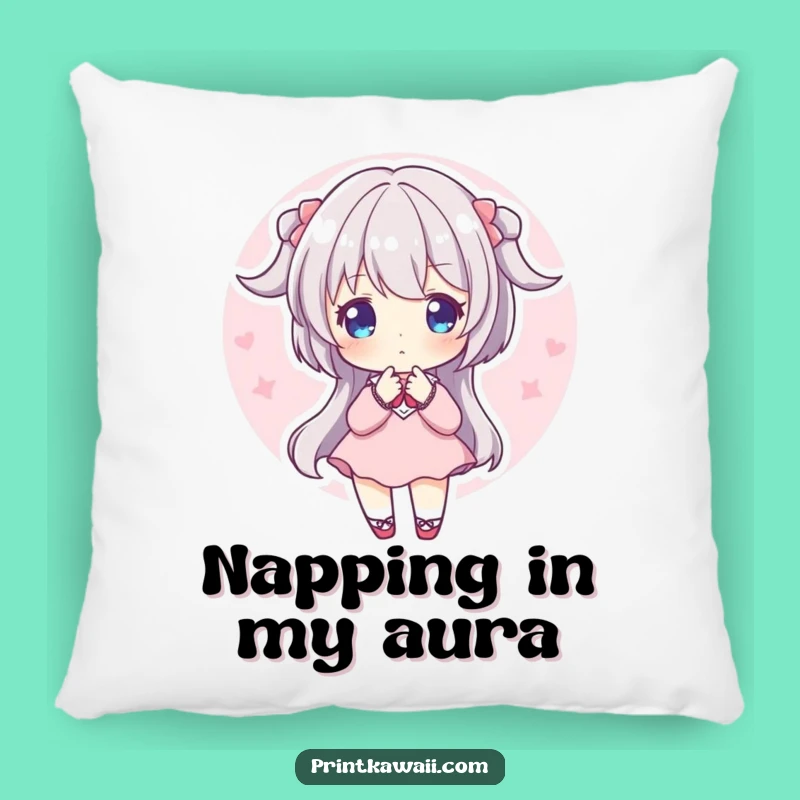Funny Sweet Aura Pillow: Pink Glow Character, Cozy Decor Gift