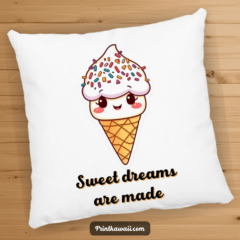 Funny ice cream cone pillow with playful sprinkle hair, offering soft comfort and smiles, a great funny gift.