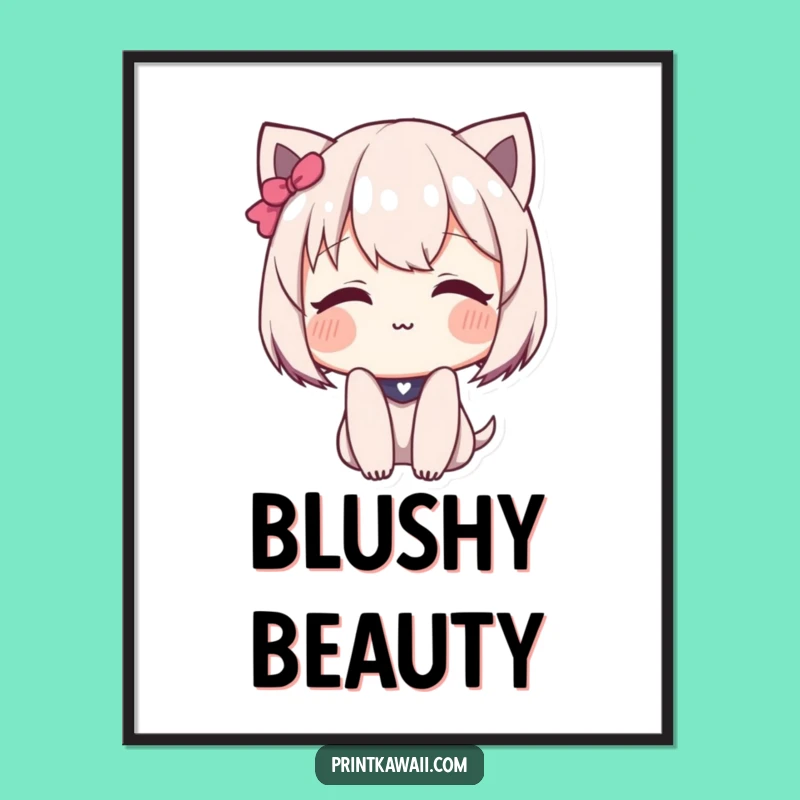 Funny Shy Blush Digital Art: Cute Decor with a Bashful Smile