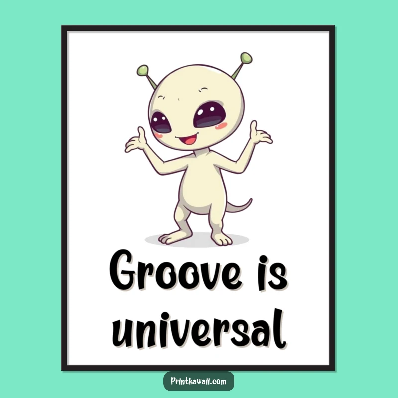 Funny Alien Dance Digital Art: Printable Sci-Fi Character Decor, Instant Humorous Gift