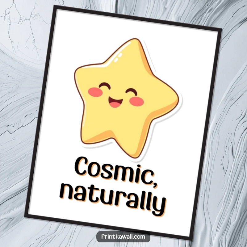 Funny Digital Art of a smiling, happy star character, ready to download and print for cheerful wall decor.