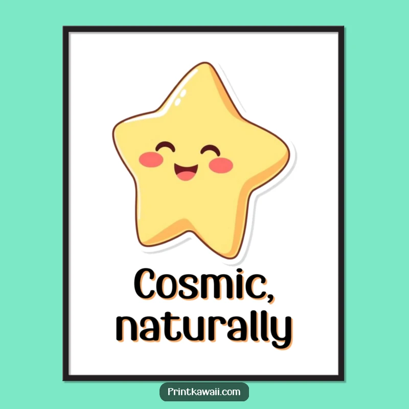 Funny Happy Star Digital Art: Joyful Star Character for Instant Wall Decor