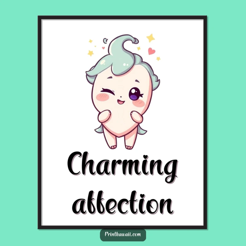 Funny Heart Digital Art: Winking Character for Playful Walls