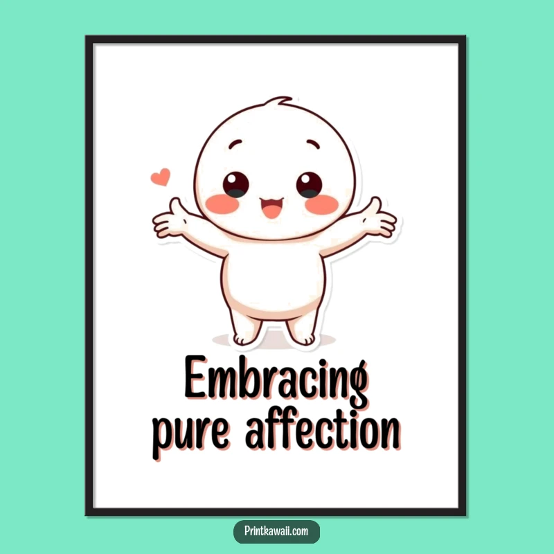Funny Kawaii Love Digital Art: Hugging Character Decor, Great Funny Gift