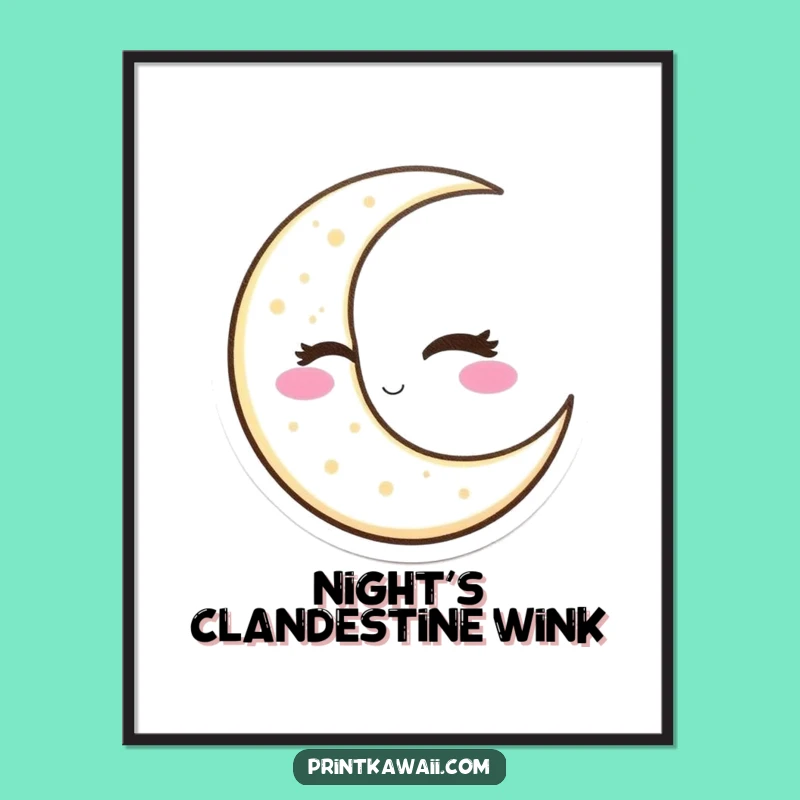 Funny Winking Moon Digital Print: Instant Cosmic Cheer for Your Space