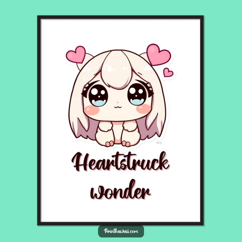 Funny Sparkling Eyes Digital Art: Cute Decor Full of Heart Adoration