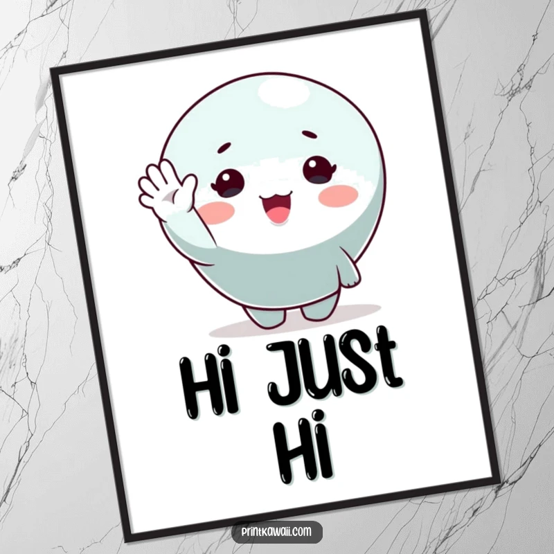 Funny digital art print of a cute character in a welcoming wave, perfect for adding cheerful, playful decor.