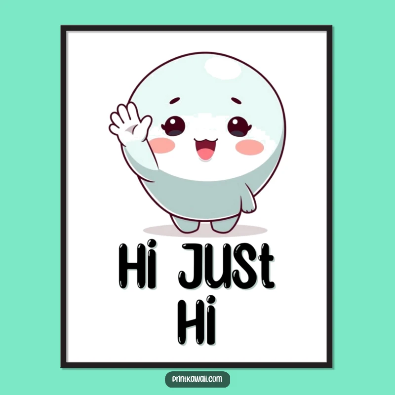 Funny Cute Character Digital Art: Cheerful Wave Wall Decor