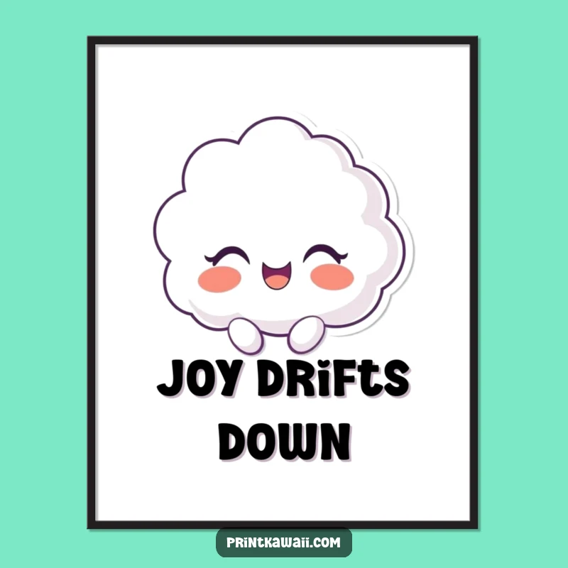 Funny Digital Art Print: Giggling Cloud Character, Instant Humorous Decor