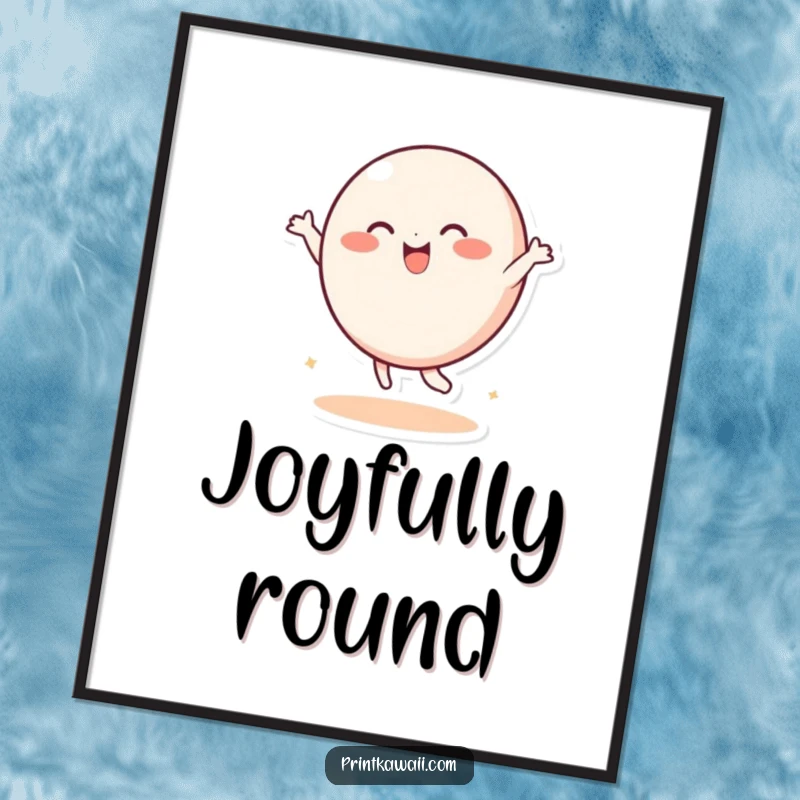 Funny Digital Art Print: A playful, round character dances with joy, offering instant humorous and energetic decor.